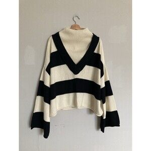 NEW Victor Glemaud x Target Striped Sweater LARGE Black White
